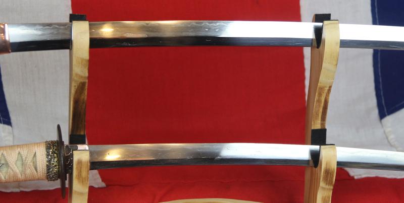 A Beautiful Koto-Shinto Period Signed Yasuhiro, in KiiKuni. Antique Samurai Daisho With Rokakku Clan Mon. Traditional Daisho, the Two Swords Of The Samurai, Comprise a Fine Daito Long Sword & Signed Shoto Short Sword. With With Pierced Rokakko Mon