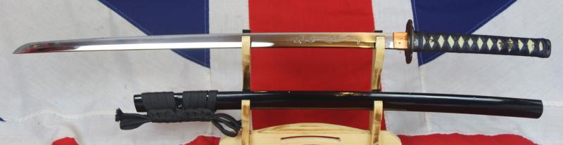 A Stunning, Antique, Edo Period Shinto 'Dragon Horimono' Katana With A Carved Horimono Blade of a Dragon. With a Superb Suguha Hamon