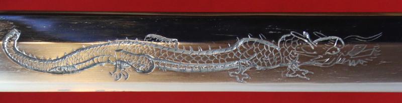 A Stunning, Antique, Edo Period Shinto 'Dragon Horimono' Katana With A Carved Horimono Blade of a Dragon. With a Superb Suguha Hamon