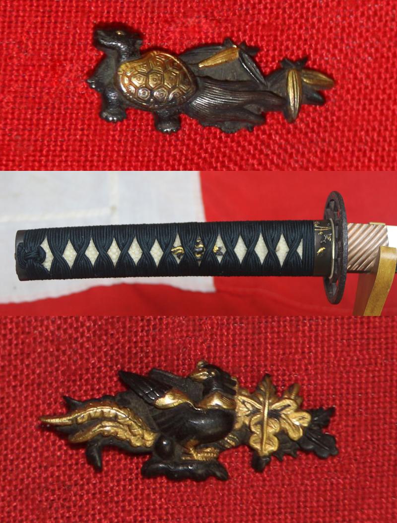 A Beautiful Original Signed Bizen Yokoyama Sukekane 尉祐包 Dated February 1867, He Was The 13th Generation Sukesada & 58th Generation From The Founder of Bizen Smiths In Superb Polish With Edo Period Mounts of Shakudo & Gold by Yasuyuki 安随