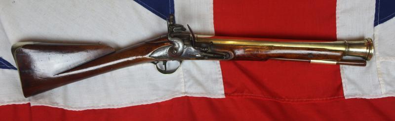 A Superb Finest Quality Large Royal Naval Sea Service Brass Cannon Barelled Flintlock Blunderbuss. Made by I Gore of The Minories, London. With Ordnance Crown Stamp. Land Pattern Brass Furniture. Circa 1760