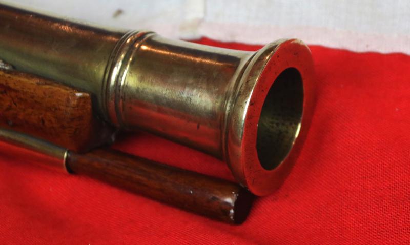 A Superb Finest Quality Large Royal Naval Sea Service Brass Cannon Barelled Flintlock Blunderbuss. Made by I Gore of The Minories, London. With Ordnance Crown Stamp. Land Pattern Brass Furniture. Circa 1760