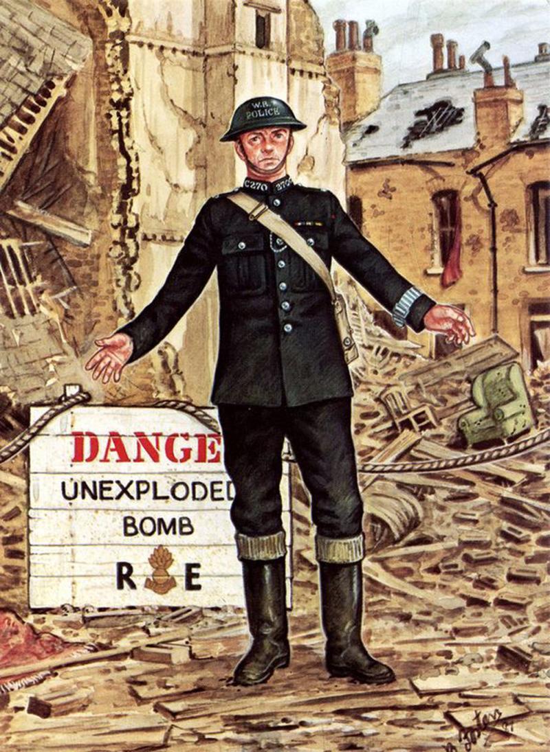 An Original WW2 Battle of Britain and the Blitz Period British Police 'Messenger' Brodie Pattern Helmet