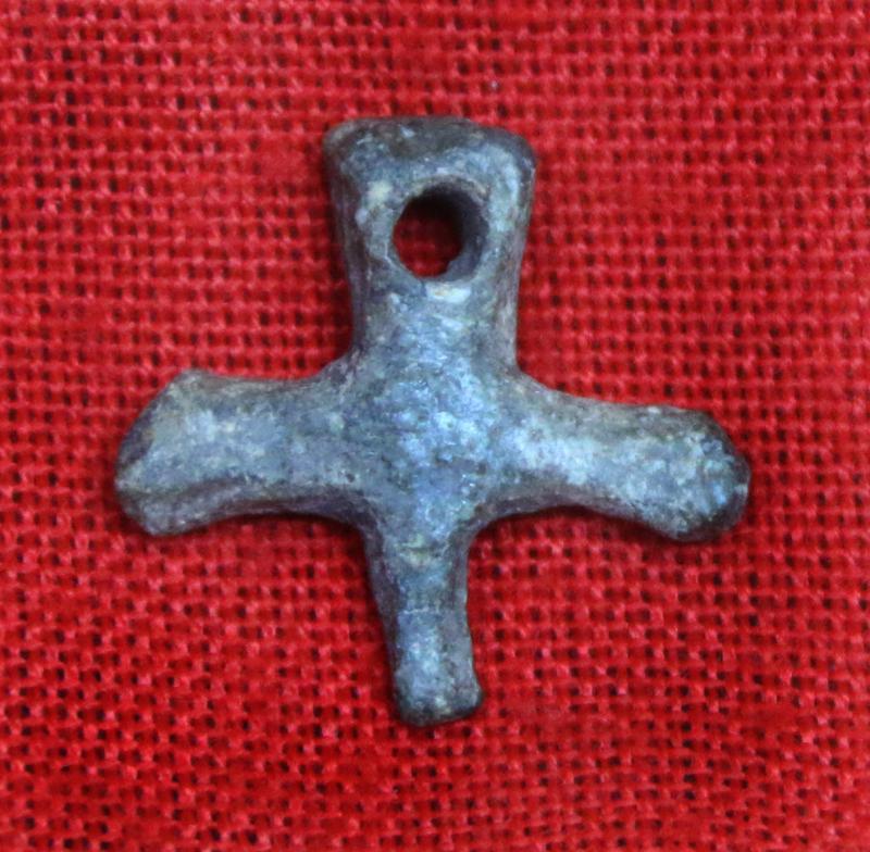 A Superb Battle of Waterloo Artifact Recovered From The Battle Site, A Soldier's Small Bronze Crucifix, Lost On The Field of Battle At Waterloo & Recovered at La Haye Sainte.