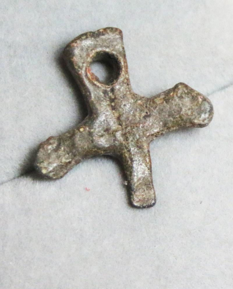 A Superb Battle of Waterloo Artifact Recovered From The Battle Site, A Soldier's Small Bronze Crucifix, Lost On The Field of Battle At Waterloo & Recovered at La Haye Sainte.