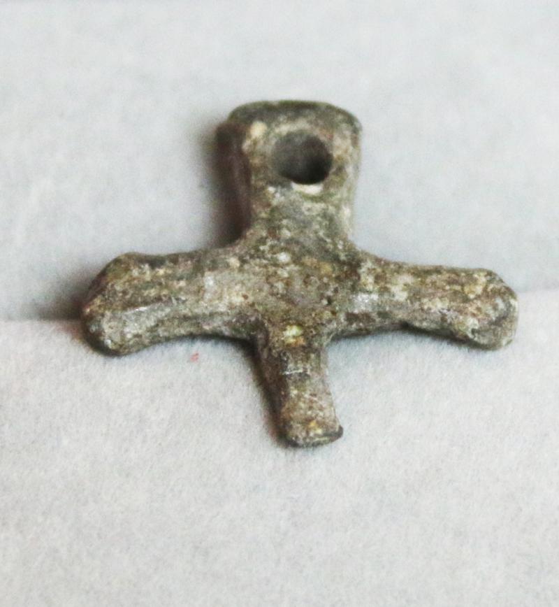 A Superb Battle of Waterloo Artifact Recovered From The Battle Site, A Soldier's Small Bronze Crucifix, Lost On The Field of Battle At Waterloo & Recovered at La Haye Sainte.
