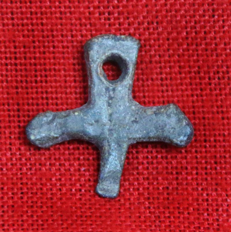 A Superb Battle of Waterloo Artifact Recovered From The Battle Site, A Soldier's Small Bronze Crucifix, Lost On The Field of Battle At Waterloo & Recovered at La Haye Sainte.