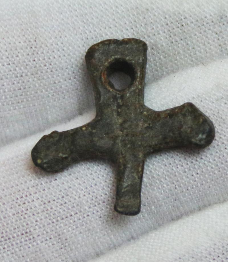 A Superb Battle of Waterloo Artifact Recovered From The Battle Site, A Soldier's Small Bronze Crucifix, Lost On The Field of Battle At Waterloo & Recovered at La Haye Sainte.