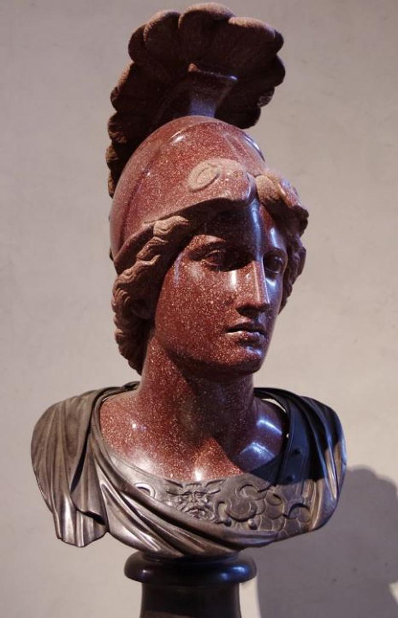 1st Century Roman Bronze Ring, Engraved Intaglio of Goddess Minerva With Her Spear & Shield, Inlaid With Red Enamel. For Such As A Roman Centurion or An Equites