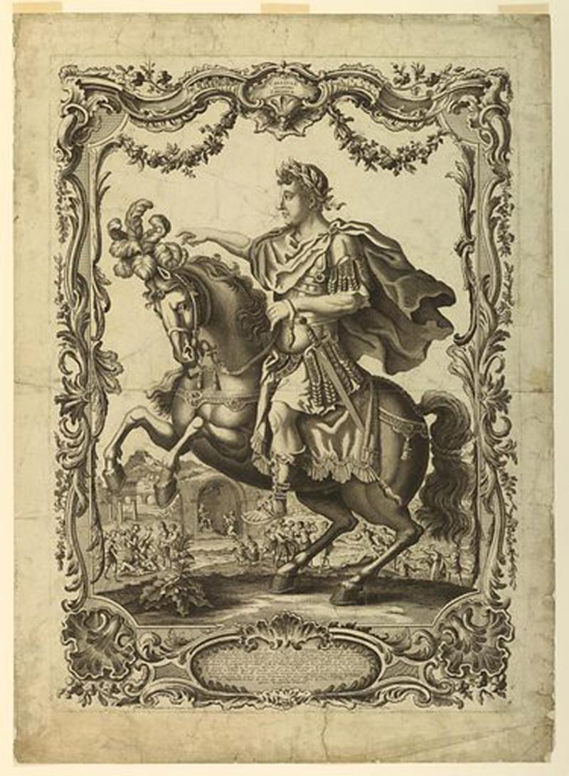 A Stunning Ancient Roman Ist Century AD, Galloping Cavalry Soldier on Horseback, Stylized Intaglio Engraved Bronze 'Status' Seal Ring.