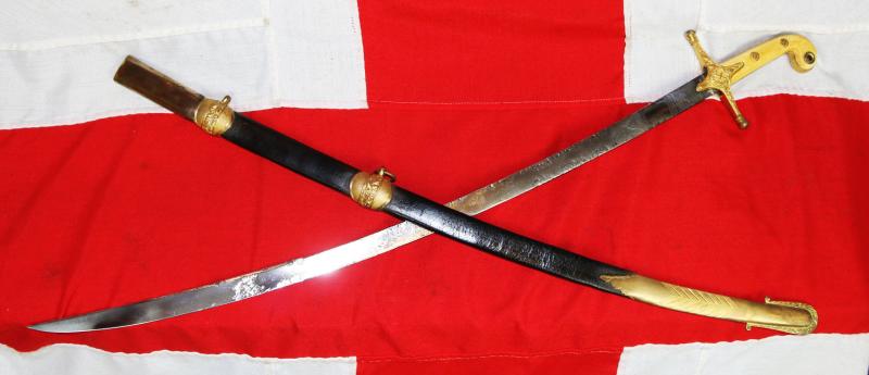 Crimean War, Indian Mutiny & Zulu War Service 1831 Pattern General Officer's Sword Mamaluke with Rare Copper Gilt & Leather Mounted Scabbard