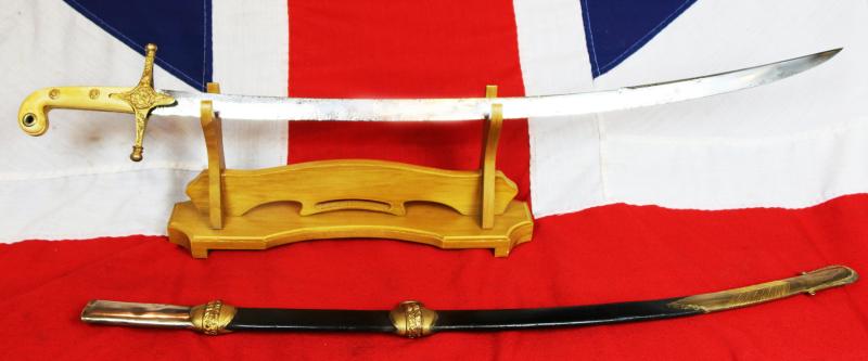 Crimean War, Indian Mutiny & Zulu War Service 1831 Pattern General Officer's Sword Mamaluke with Rare Copper Gilt & Leather Mounted Scabbard