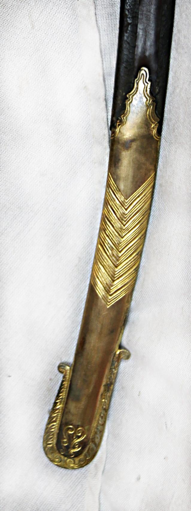 Crimean War, Indian Mutiny & Zulu War Service 1831 Pattern General Officer's Sword Mamaluke with Rare Copper Gilt & Leather Mounted Scabbard