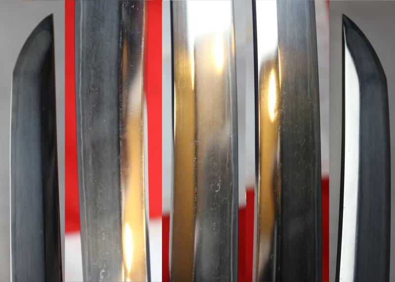 A Beautiful Antique Samurai Wakazashi With A Fine Signed Blade. Kunitsuna(国綱)In Beautiful Polish Showing Narrow Suguha Hamon. With the Moon & Bamboo Kashira. Lobster Scale Urushi Ishime Lacquer Saya