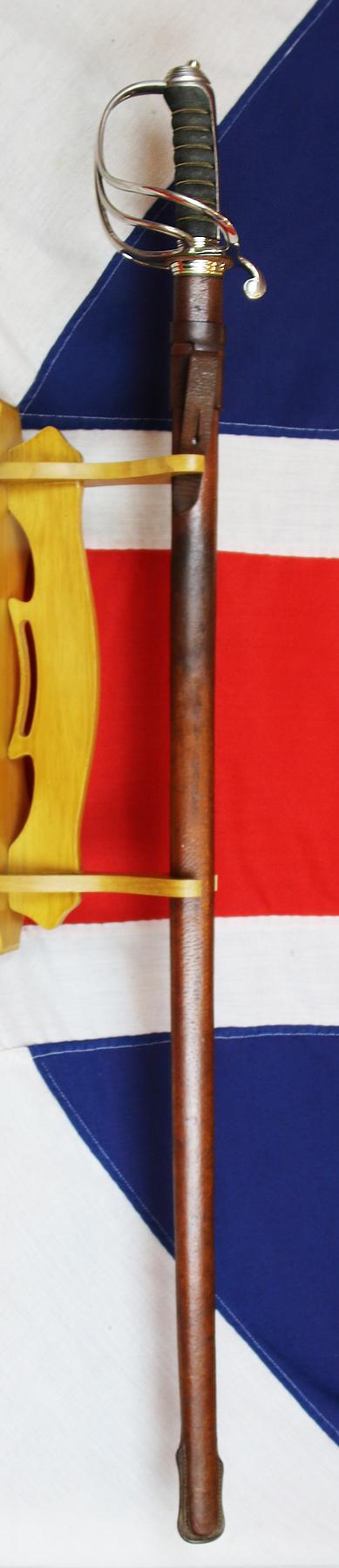 Superb, Victorian 1854 Pat. British Artillery Sword of Brigadier General Arthur Herbert Hussey. Commander of The Royal Artillery in WW1 Made by Wilkinson Sword Co. in 1882. Traditional 3 Bar Hilt Bright Polished Combat Weight Blade & F.S Scabbard