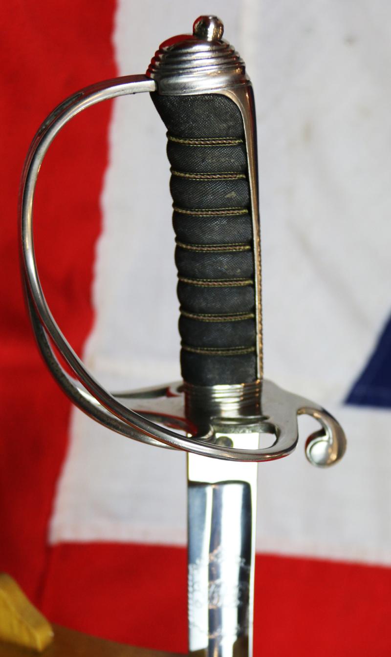 Superb, Victorian 1854 Pat. British Artillery Sword of Brigadier General Arthur Herbert Hussey. Commander of The Royal Artillery in WW1 Made by Wilkinson Sword Co. in 1882. Traditional 3 Bar Hilt Bright Polished Combat Weight Blade & F.S Scabbard