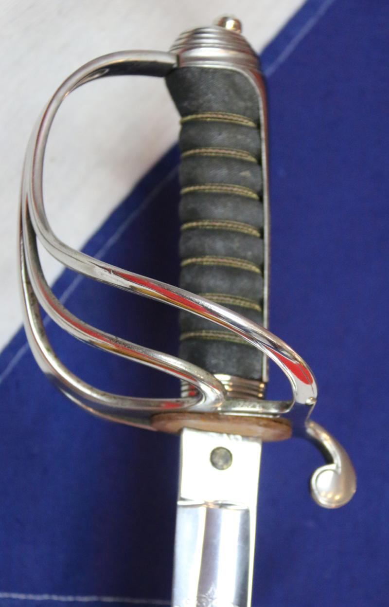 Superb, Victorian 1854 Pat. British Artillery Sword of Brigadier General Arthur Herbert Hussey. Commander of The Royal Artillery in WW1 Made by Wilkinson Sword Co. in 1882. Traditional 3 Bar Hilt Bright Polished Combat Weight Blade & F.S Scabbard