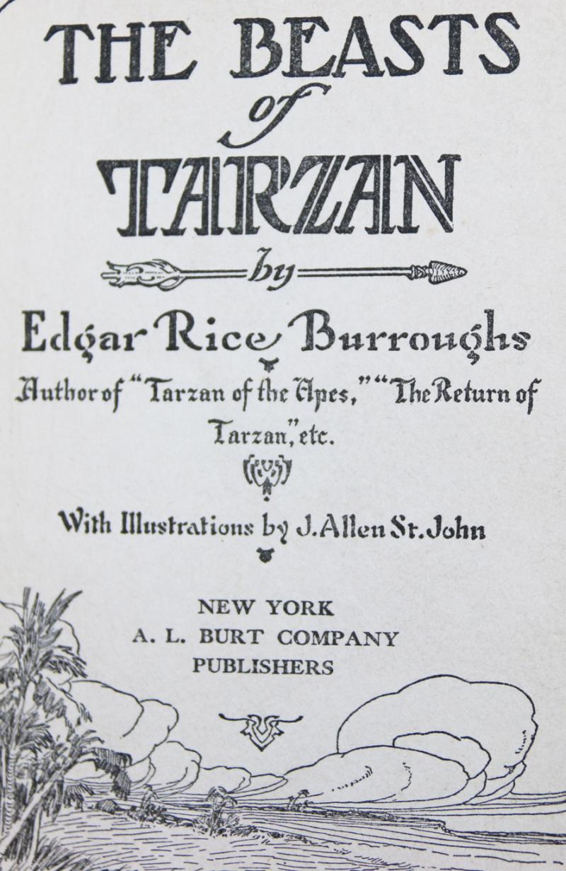 'The Beasts of Tarzan', First Edition, By Edgar Rice Burroughs -A.L.Burt & Co, New York, 1916. With Illustrations by J. Allen St. John, Bound In Full Green Morocco Leather, With Gold Tooling by Sangorski & Sutcliffe for Asprey of Bond St.London