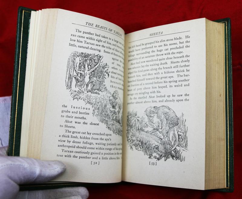 'The Beasts of Tarzan', First Edition, By Edgar Rice Burroughs -A.L.Burt & Co, New York, 1916. With Illustrations by J. Allen St. John, Bound In Full Green Morocco Leather, With Gold Tooling by Sangorski & Sutcliffe for Asprey of Bond St.London