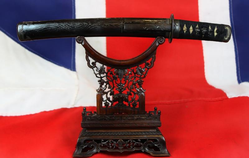 A Simply Wonderful Edo Period Samurai Tanto Museum Quality Art-Sword Decorated To The Highest Artistic Standard With Insects, in Carving, Iroe, Taka-zōgan, Zōgan, and Tsuba Inlaid with Hira Zogan with the Imperial Mon of Kiri, Paulownia Leaves