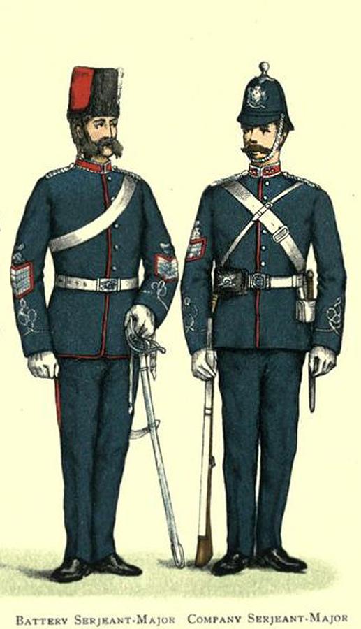 A Beautiful, Victorian, Scottish Artillery Service Helmet of the First Renfrew and Dumbarton Artillery. Blue Cloth with Silver Badge, Fittings, Ball Top, & Rose Head Curb Chain Mounts and Chin Chain