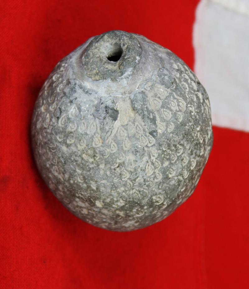 One of The Rarest We Have Ever Seen, An Early Crusades Period 10th Century, Byzantine, Ceramic Greek Fire 'Grenade' Superbly Decorated With Incised Individual Flames & A Moulded 'Ball of Fire' Decor Spout Surround. Around 1,100 Years Old