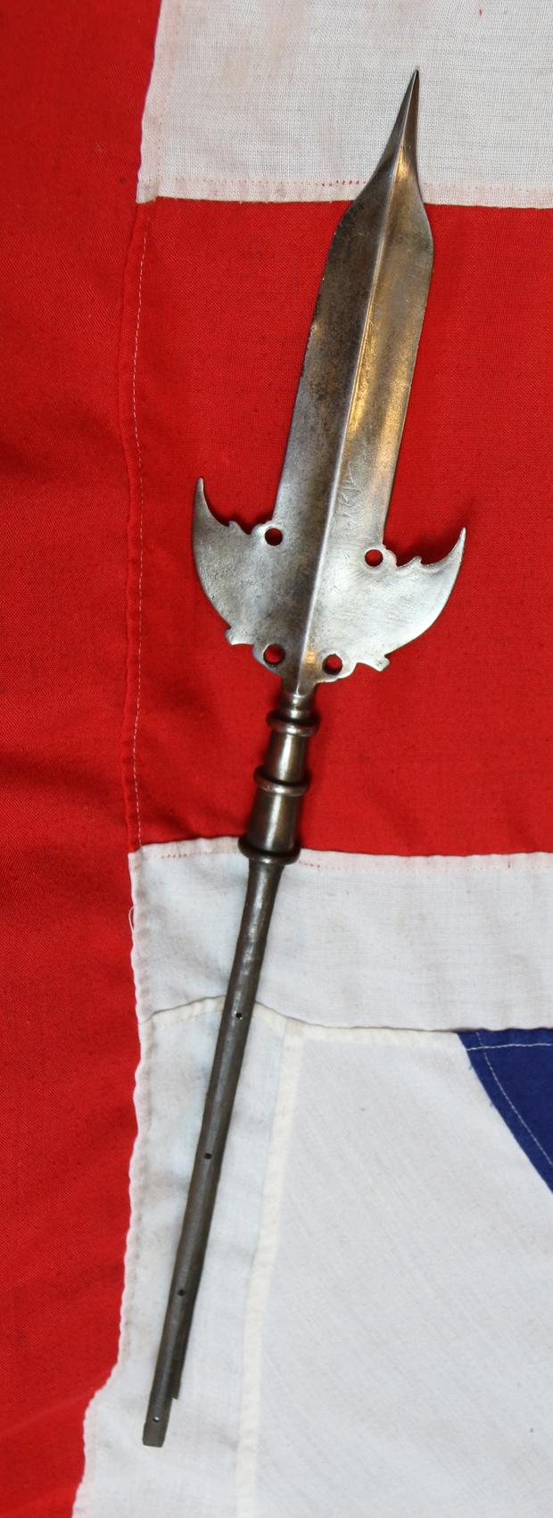 A Very Fine 17th Century Spontoon. Central Double Edge Blade With Side Wings. Used For Over 140 Years in Military Service Including From the English Stuart to Early Hanoverian Reigns, The French-Indian War & Revolutionary War In The Americas