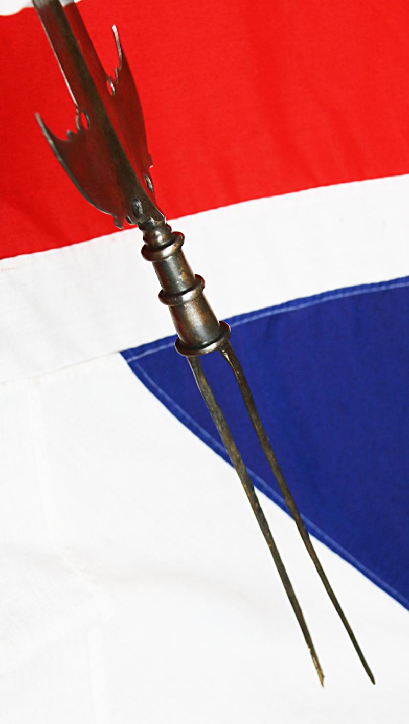 A Very Fine 17th Century Spontoon. Central Double Edge Blade With Side Wings. Used For Over 140 Years in Military Service Including From the English Stuart to Early Hanoverian Reigns, The French-Indian War & Revolutionary War In The Americas