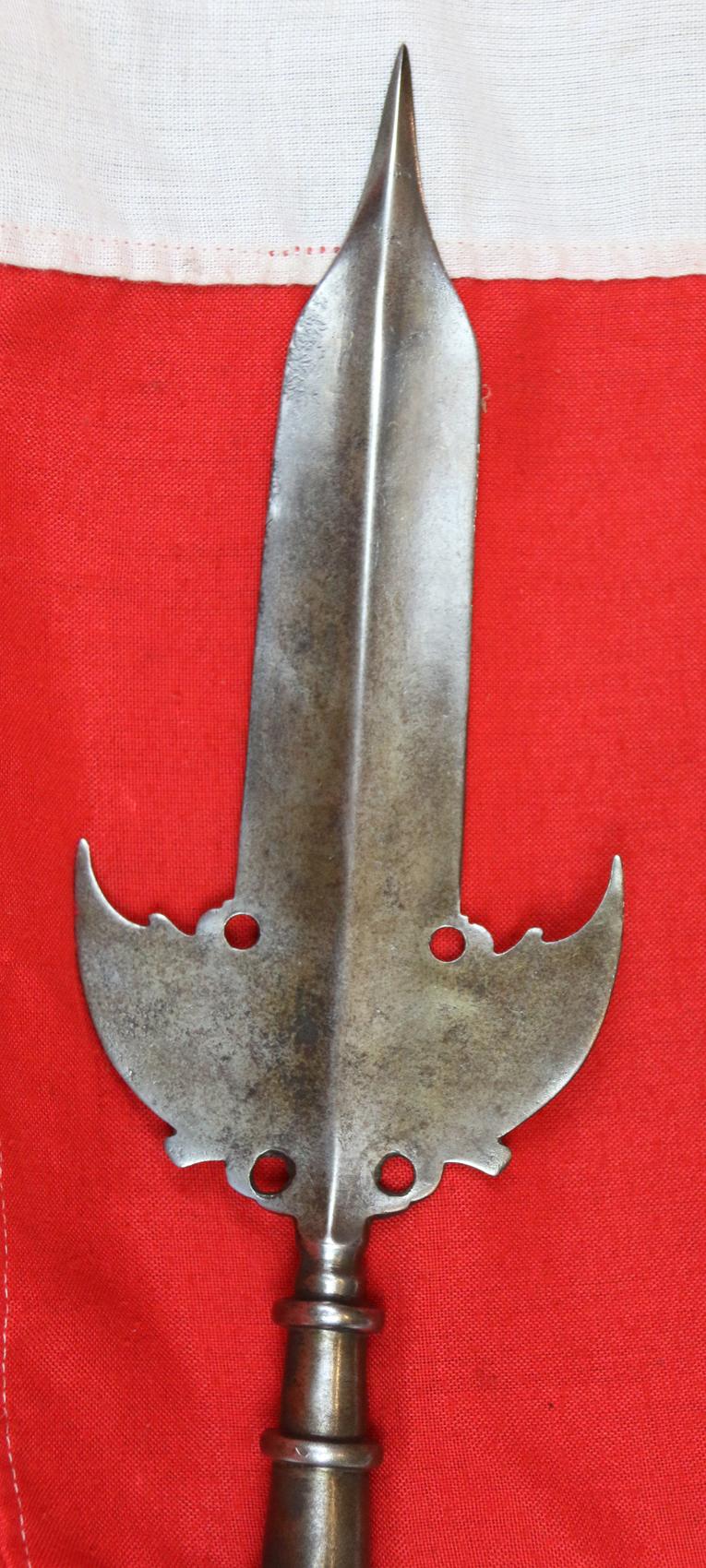 A Very Fine 17th Century Spontoon. Central Double Edge Blade With Side Wings. Used For Over 140 Years in Military Service Including From the English Stuart to Early Hanoverian Reigns, The French-Indian War & Revolutionary War In The Americas