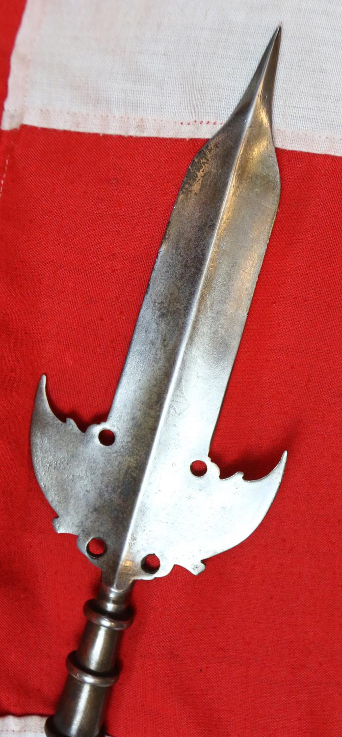A Very Fine 17th Century Spontoon. Central Double Edge Blade With Side Wings. Used For Over 140 Years in Military Service Including From the English Stuart to Early Hanoverian Reigns, The French-Indian War & Revolutionary War In The Americas