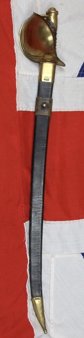 A Large Half Bowl Brass Hilted Cutlass With Steel Single Edged Blade. Wide Single Blade Fuller, No Maker Markings.