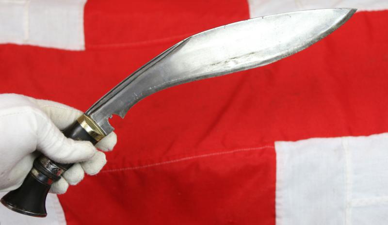 A Superb, Historical, WW2 'Surrender of Japan' Presentation Silver Kukri With Superbly Engraved Silver Mounts and Pommel. Excellent Quality Honed and Tempered Blade