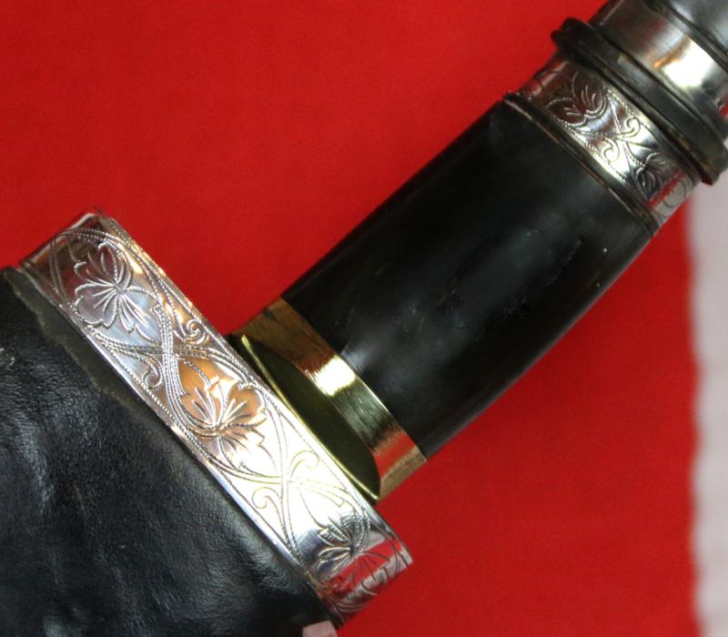 A Superb, Historical, WW2 'Surrender of Japan' Presentation Silver Kukri With Superbly Engraved Silver Mounts and Pommel. Excellent Quality Honed and Tempered Blade