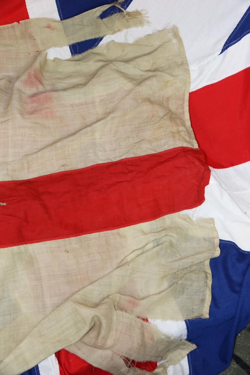 WW2 Royal Canadian Naval Battle Flag White Ensign. Made By Piggott Brothers and Co. Bishopsgate London. His Majesty's Canadian Naval Service On Juno Beach, the D.Day Normandy Landings