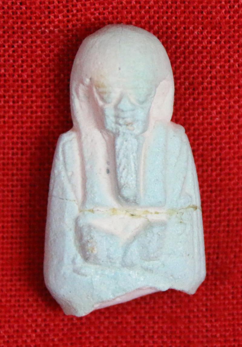 A Finely Detailed Original Ancient Egyptian Shabti a Representation of a Mummified Human Tomb Figure, The Afterlife Servant of the Mummy, in Faience Blue Glazed Late Period, Dynasty XXVI, 664-525 B. C. From the Tomb of the Female Owner Bastet-ir-dis