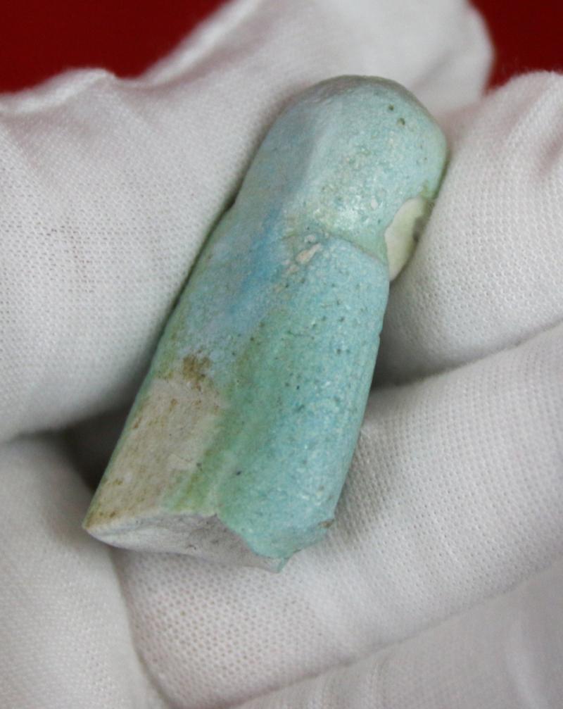 A Finally Detailed Original Ancient Egyptian Shabti a Representation of a Mummified Human Tomb Figure, The Afterlife Servant of the Mummy, in Faience Blue Glazed Late Period, Dynasty XXVI, 664-525 B. C. From the Tomb of the Female Owner Bastet-ir-dis