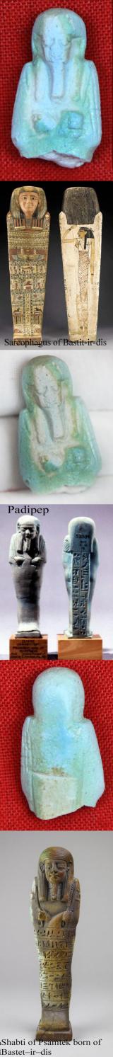 A Finally Detailed Original Ancient Egyptian Shabti a Representation of a Mummified Human Tomb Figure, The Afterlife Servant of the Mummy, in Faience Blue Glazed Late Period, Dynasty XXVI, 664-525 B. C. From the Tomb of the Female Owner Bastet-ir-dis