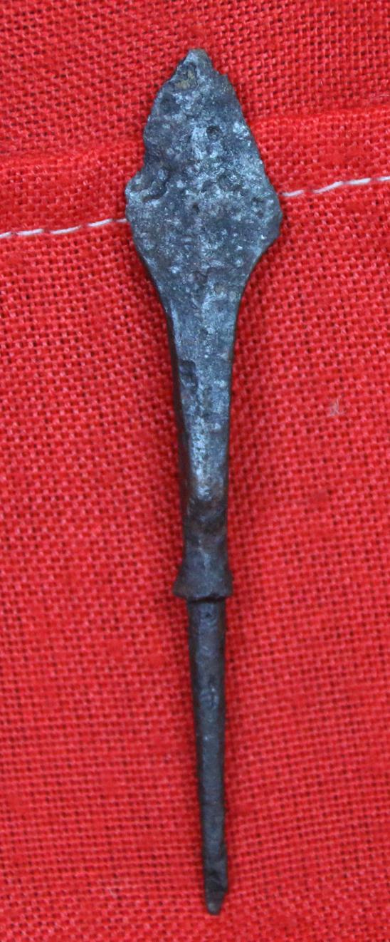 A Superb Condition Relic From the Battle of Agincourt. A Fierce-Some Armour or Helmet Piercing Welsh Longbowman'sTanged Long Arrowhead. Recovered From Azincourt in the 1820's