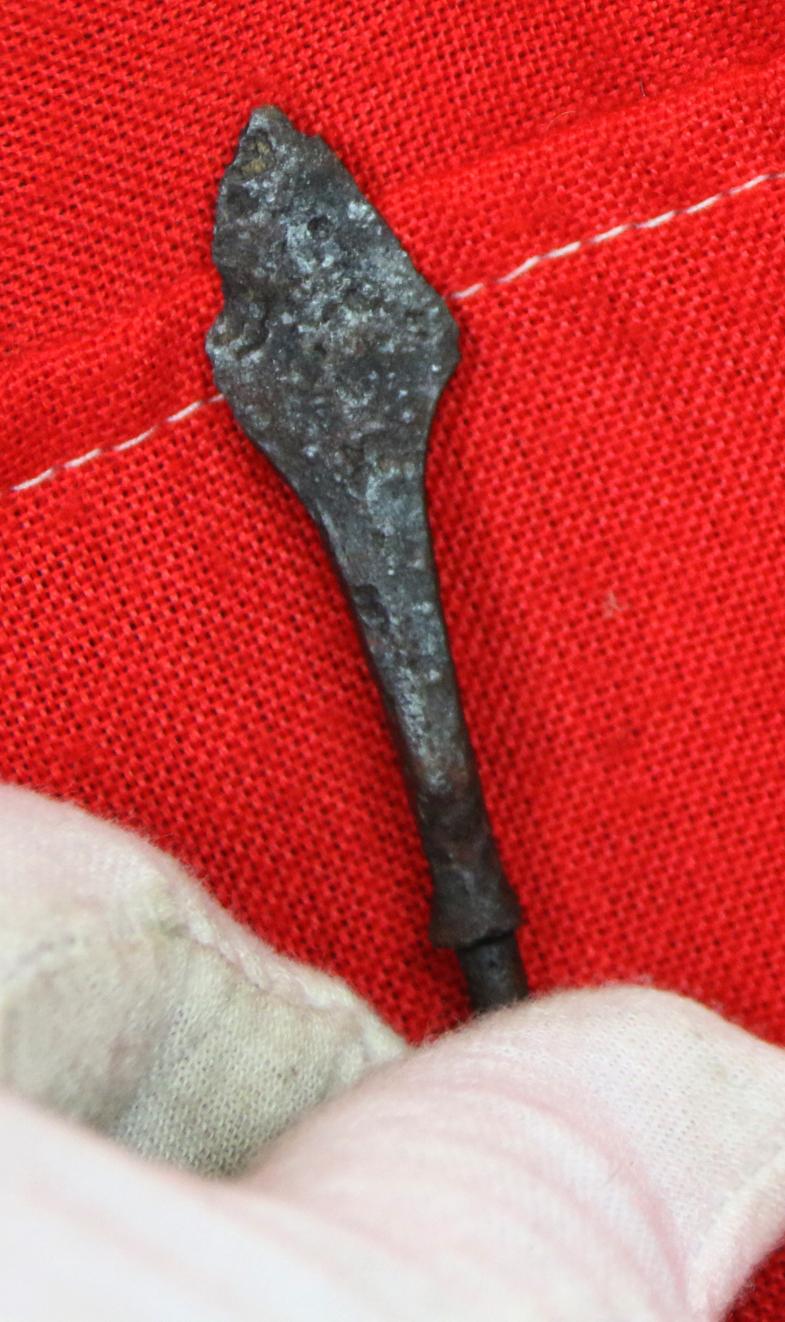 A Superb Condition Relic From the Battle of Agincourt. A Fierce-Some Armour or Helmet Piercing Welsh Longbowman'sTanged Long Arrowhead. Recovered From Azincourt in the 1820's