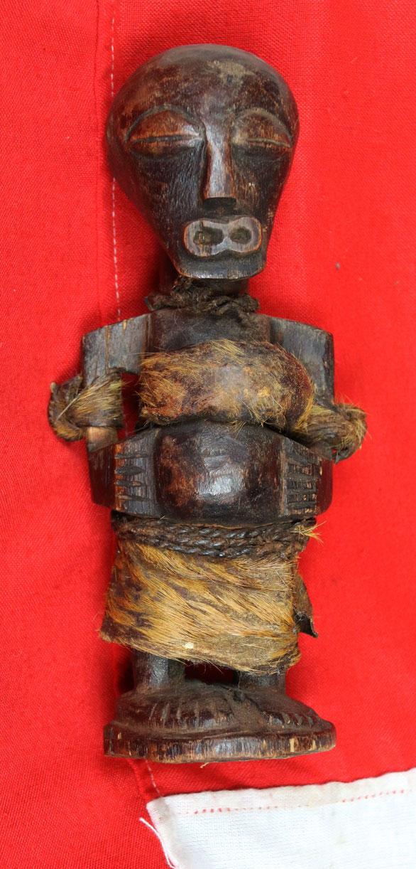 An Original Congolese Songye Fetish Female 'Power Figure'. A Most Beautiful and Perfect Example Of The Combination of Esoteric, Spiritually Symbolic & Cultural African Tribal Art From The Last Century. Late 19th to Early 20th Century.