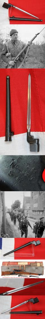 Very Rare & The Most Collectable Bayonet of WW2. A WWII British Lee Enfield No 4 MK 1 Cruciform Spike Bayonet By ‘SM’ (Singer Manufacturing Co) With MK 1 Scabbard. The Earliest, & Briefly Issued Bayonet Of The No4 Rifle in WW2