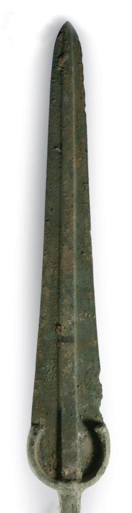 A Simply Exquisite Original Bronze Age Short Sword Used From The Trojan Wars To The Greco-Persian Wars Era. The Trojan War Was Waged Against the City of Troy by the Achaeans (Greeks) After Paris of Troy Took Helen From Her Husband Menelaus, King of Sparta
