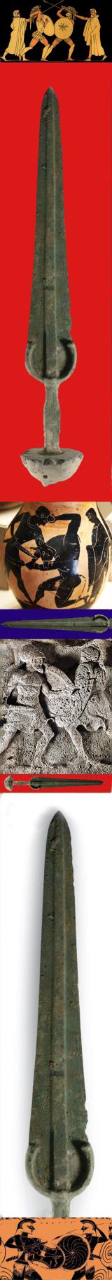 A Simply Exquisite Original Bronze Age Short Sword Used From The Trojan Wars To The Greco-Persian Wars Era. The Trojan War Was Waged Against the City of Troy by the Achaeans (Greeks) After Paris of Troy Took Helen From Her Husband Menelaus, King of Sparta