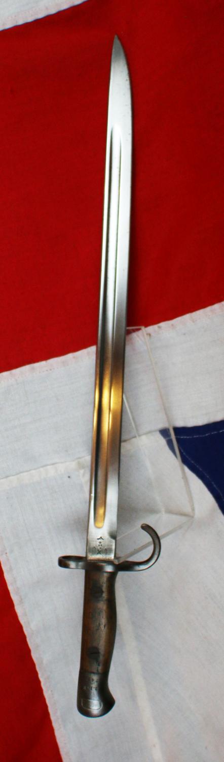 1907 King Edward VIIth Wilkinson Sword Enfield Bayonet For the Early SMLE Rifle in Original Scabbard & Canvas Frog. issued To The 2nd Bt. Lancashire Fusiliers
