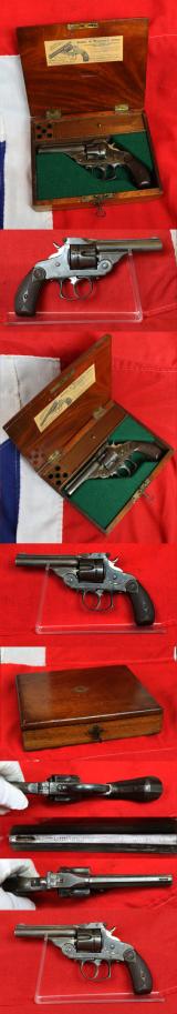 A Rare, and Most Attractive Early Model Antique Smith & Wesson Mahoghany Cased .38 Cal. Double Action 5 Shot Revolver. Rare Three Figure Serial Number Circa 1880