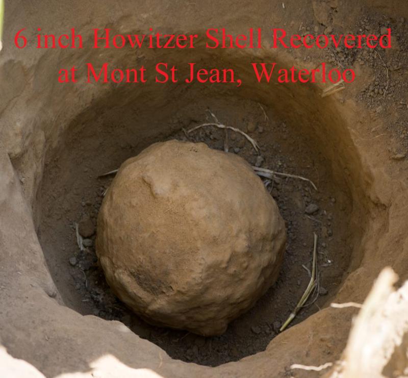 Very Rare French 6 inch Howitzer Iron Cannon Ball. Recovered From Waterloo Battle Site and Weighing Around 24 Pounds. This Is One From An Amazing Collection of Waterloo Finds, The Other French 6 inch Howitzer Round Shot We Sold Immediately Two Weeks Ago