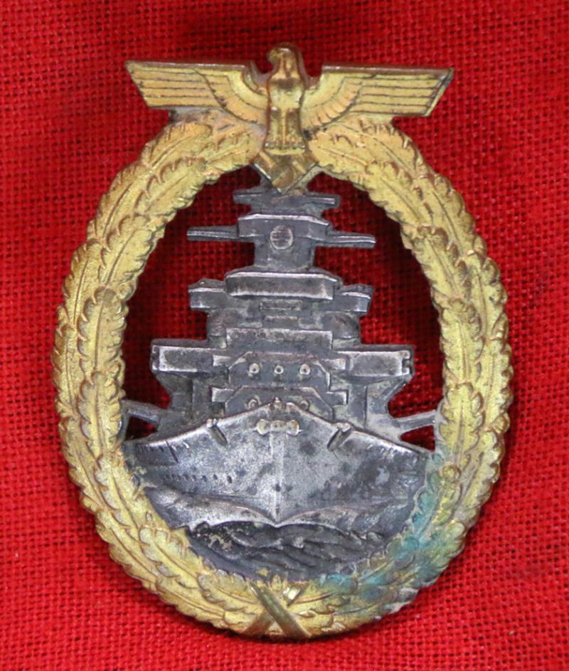 A Superb & Early Kriegsmarine High Seas Fleet Badge by Adolf Bock Ausf Schwerin, Berlin {Flottenkriegsabzeichen} From One Of Ian Fleming’s Naval Intelligence Section’s So Called ‘Red Indians’ 30 Commando Special Engineering Unit