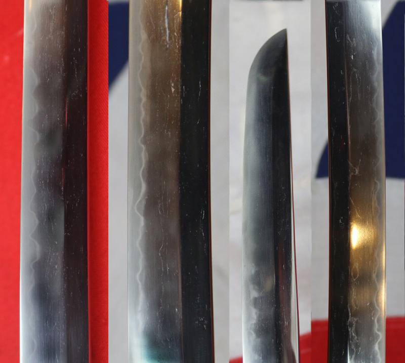 An Ancient Koto Period Samurai Sword, Almost 600 Years old, From The Sengoku Jidai. A Handachi Mounted Katana, With Beautiful Deep Red Ishime Urushi Lacquer Saya, Contrasted With Spectacular Green-Blue Silk Tsuka-ito, Set With Hammered Silver Onlaid Mount