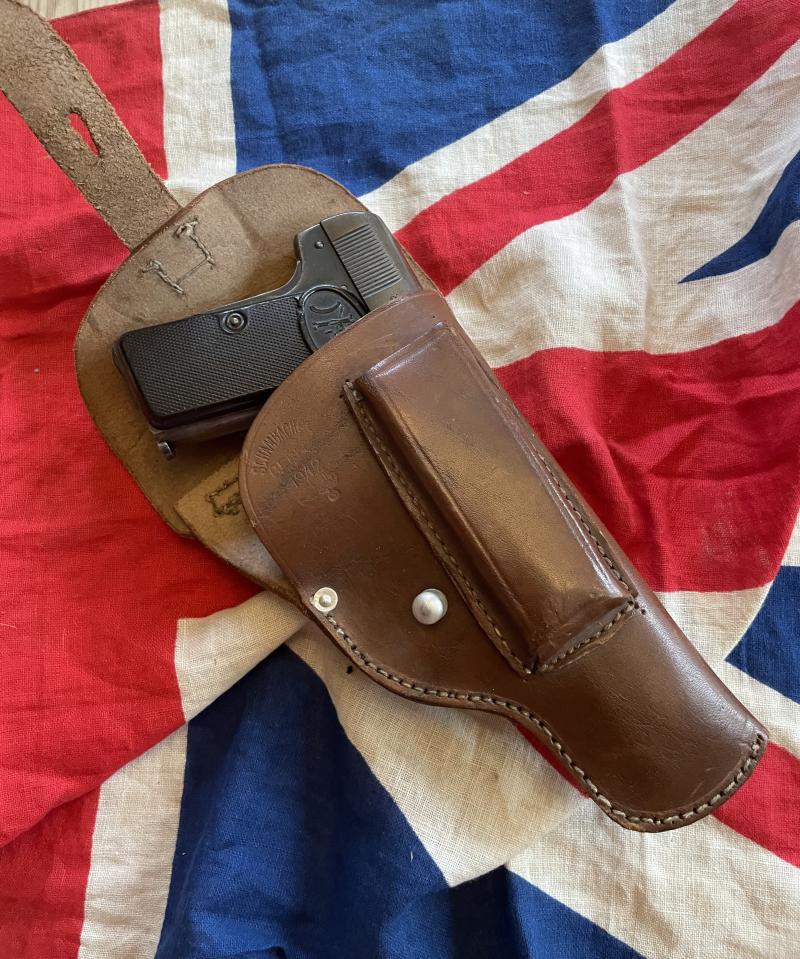 An Exemplary WW2 1942 Dated Berlin Issue Third Reich Polizei, Gestapo, and Sicherheitspolizei PPK Holster Berlin Maker Marked & Dated With Polizei Eagle Waffen Stamp