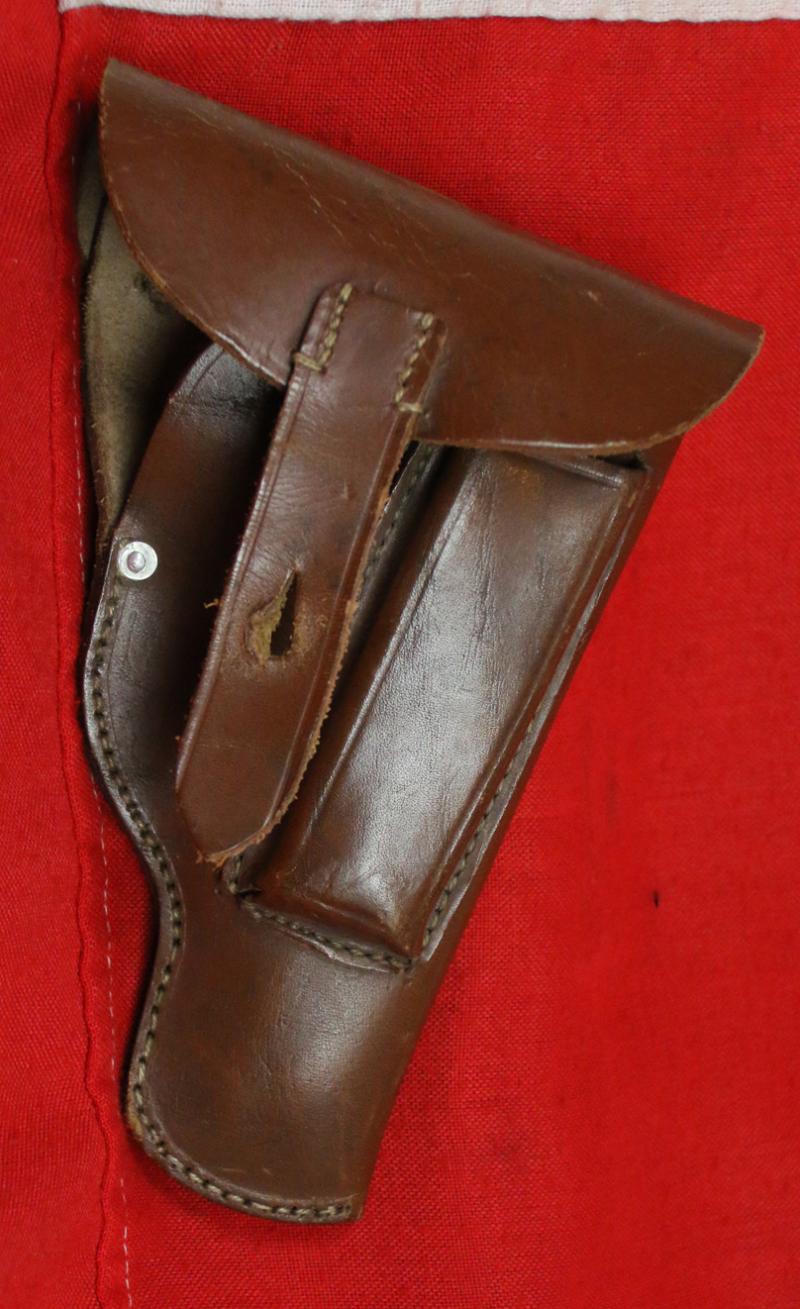 An Exemplary WW2 1942 Dated Berlin Issue Third Reich Polizei, Gestapo, and Sicherheitspolizei PPK Holster Berlin Maker Marked & Dated With Polizei Eagle Waffen Stamp